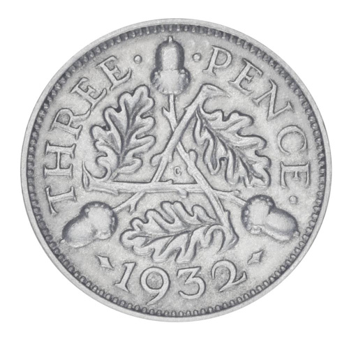 фото Великобритания 3 пенса 1932 Серебро F-VF (Ag 500, 1,41 грамма)