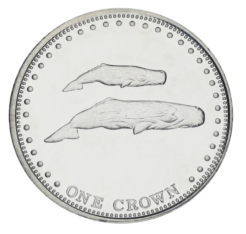 фото Тристан-да-Кунья 1 крона 2008 UNC Кашалоты