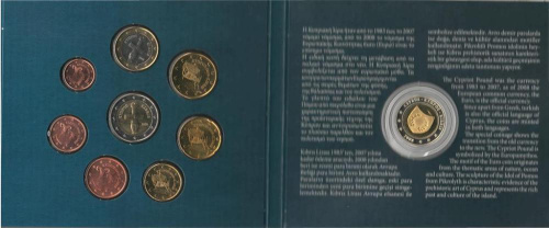 фото Кипр набор монет евро 2008 UNC (9 штук)