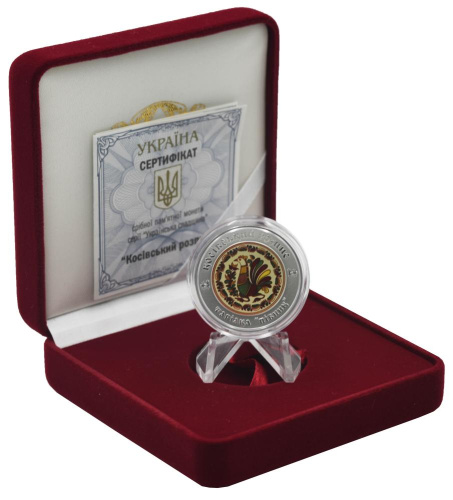 фото Украина 10 гривен 2017 Серебро Proof Косовская роспись (Ag 999, 1 унция, 31,1 грамм)