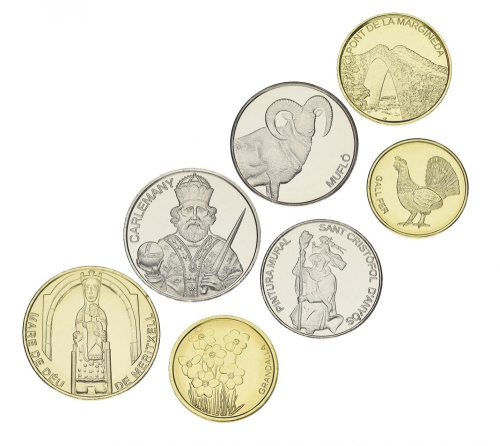 фото Андорра набор из 7 монет 2013 UNC 1, 2, 5, 10, 25, 50 сентим, 1 динар