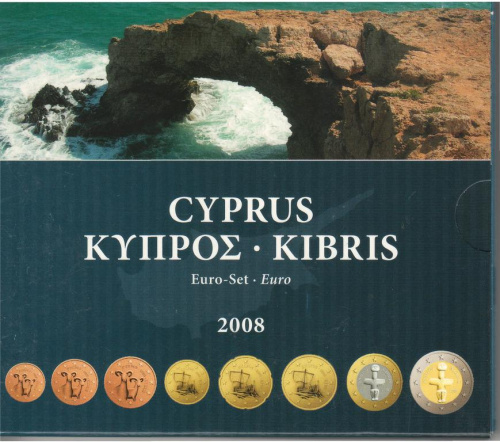 фото Кипр набор монет евро 2008 UNC (9 штук)
