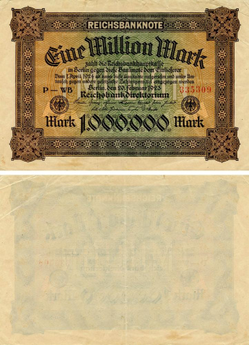 фото Германия 1000000 марок 1923 VF-AU (P86)
