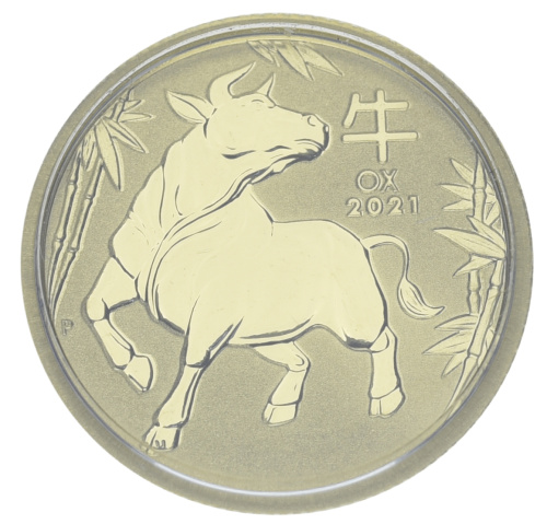 фото Австралия 15 долларов 2021 Золото UNC Восточный календарь - Год быка (Au 999,9, 1/10 унции, 3,11 грамма)