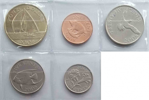 фото Бермуды набор из 5 монет 2008 UNC 1, 5, 10, 25 центов, 1 доллар