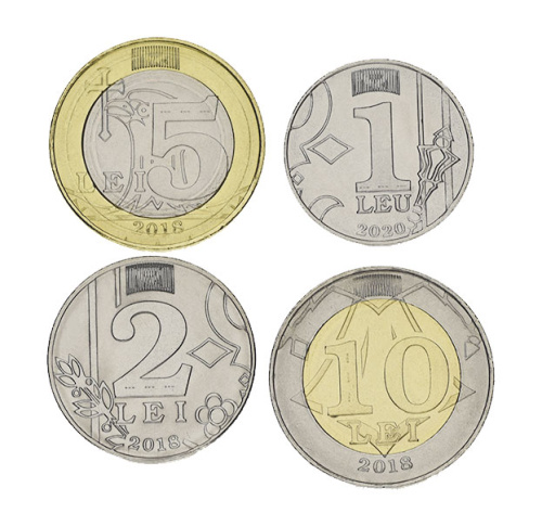 фото Молдавия набор из 4 монет 2018-2024 UNC 1, 2, 5, 10 лей