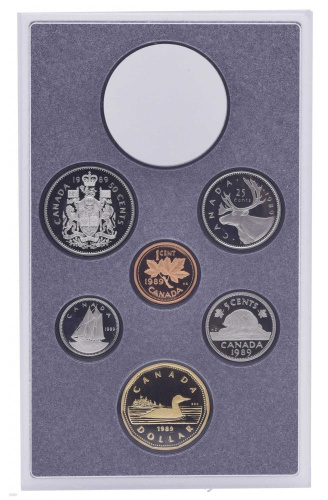 фото Канада набор из 6 монет 1989 Proof 1, 5, 10, 25, 50 центов, 1 доллар