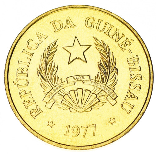 фото Гвинея-Бисау набор из 4 монет 1977 AU-UNC 50 сентаво, 1, 2,5, 5 песо