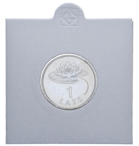 фото Латвия 1 лат 2008 UNC Цветок Кувшинка
