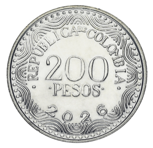 фото Колумбия 200 песо 2026 UNC Птица - Попугай