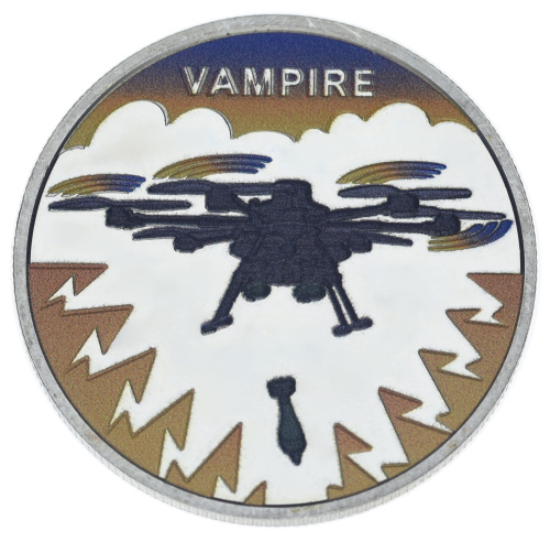 фото Украина 5 гривен 2025 UNC Украинский хлопок (бавовна). БПЛА Vampire в сувенирной упаковке Цветная