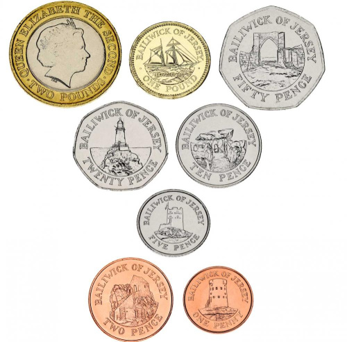 фото Джерси набор из 8 монет 1998-2016 AU-UNC 1, 2, 5, 10, 20, 50 пенсов, 1,2 фунта