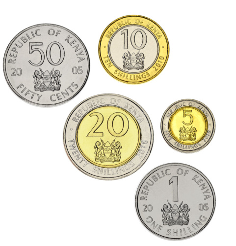 фото Кения набор из 5 монет 2005-2010 UNC 50 центов, 1, 5, 10, 20 шиллингов