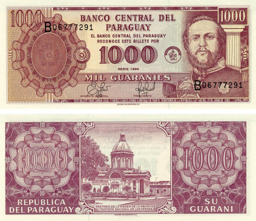 фото Парагвай 1000 гуарани 1998-2003 UNC (P214)