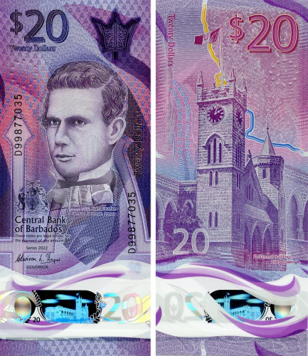 фото Барбадос 20 долларов 2022 Полимер UNC (Pnew)