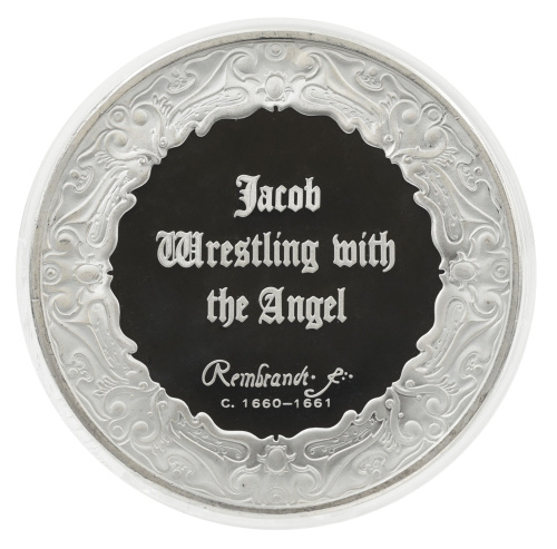 фото США Памятная медаль 1972-1976 Серебро Proof Рембрандт - Борьба Иакова с ангелом (Ag 925, 67 грамм)
