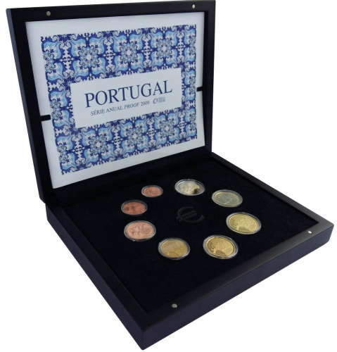 фото Португалия набор из 8 монет евро 2009 Proof 1, 2, 5, 10, 20, 50 евроцентов, 1, 2 евро