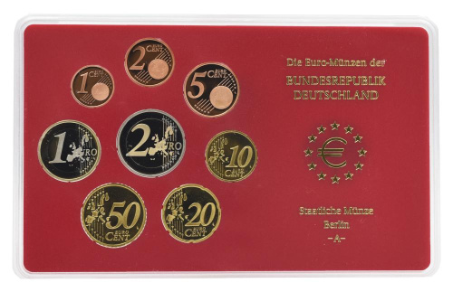 фото Германия набор из 8 монет евро 2004 UNC A 1, 2, 5, 10, 20, 50 евроцентов, 1, 2 евро в сувенирной упаковке