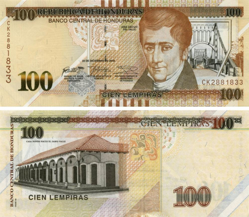 фото Гондурас 100 лемпир 2016 UNC