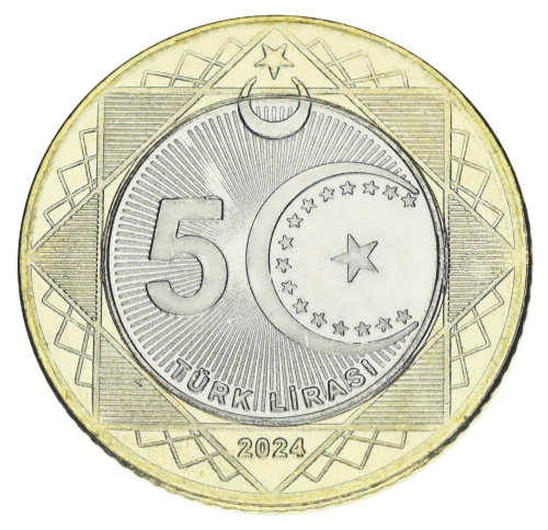 фото Турция 5 лир 2024 Биметалл UNC