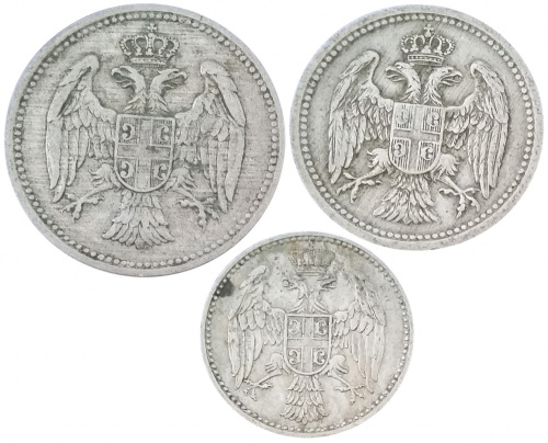 фото Сербия набор из 3 монет 1912 VF