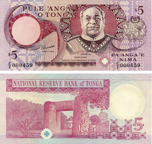 фото Тонга 5 паанга 1995 (2005) UNC (P33c)