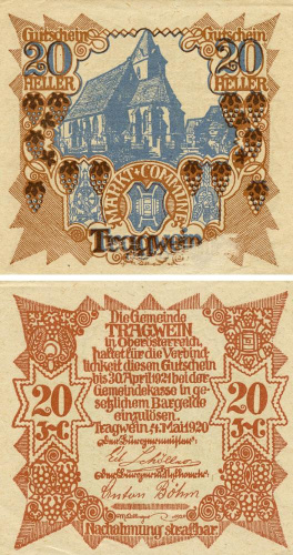 фото Германия Нотгельд  20 пфеннигов 1920  F-VF Трагвайн