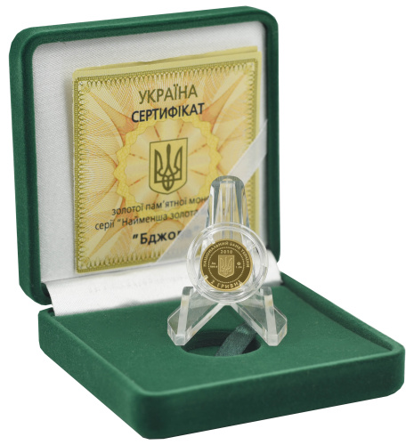 фото Украина 2 гривны 2010 Золото Proof Насекомое - Пчела (Au 999.9, 1,24 грамм)