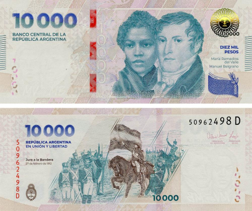 фото Аргентина 10000 песо 2024 UNC (PW369)
