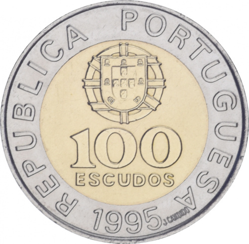 фото Португалия 100 эскудо 1995 Биметалл AU-UNC FAO ФАО (KM#678)