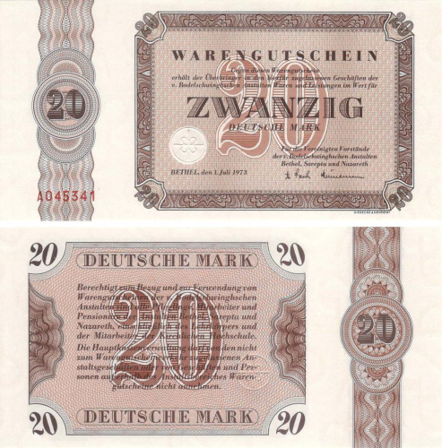 фото Германия 20 марок 1973 UNC