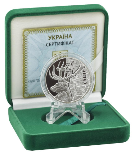 фото Украина 5 гривен 2016 Серебро UNC Фауна - Олень (Ag 925, пол-унции, 15,55 грамм)