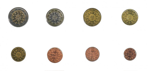 фото Португалия набор из 8 монет евро 2002 UNC 1, 2, 5, 10, 20, 50 евроцентов, 1, 2 евро