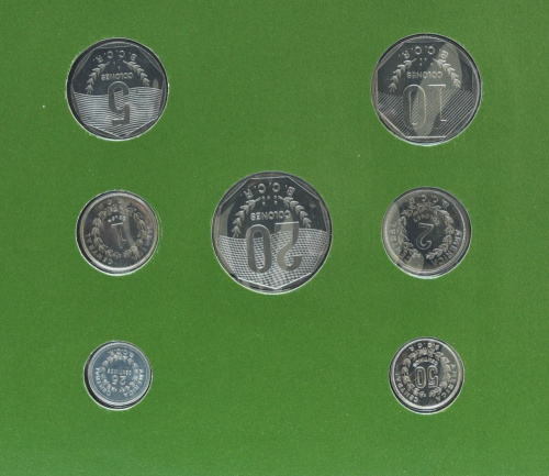 фото Коста-Рика Набор монет 1983-1984 UNC 25, 50 сентим, 1, 2, 5, 10, 20 колонов и 1 марка в сувенирной упаковке