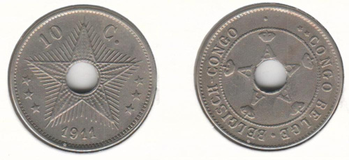 фото Конго Бельгийское 10 сантимов 1911 VF (km#18)