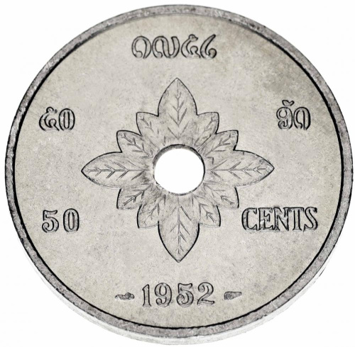 фото Лаос 50 центов 1952 F-VF (KM#6)