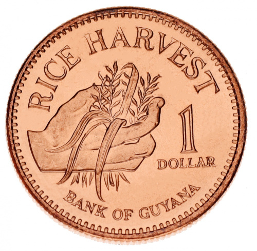 фото Гайана набор из 7 монет 1978-2013 AU-UNC 1, 5, 10, 25 центов, 1, 5, 10 долларов