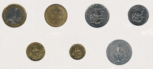 фото Джибути набор из 7 монет 1991-2013 UNC 5, 10, 20, 50, 100, 250, 500 франков