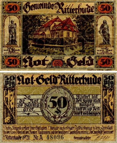 фото Германия Нотгельд  50 пфеннигов 1921 F-VF Риттерхуде