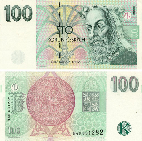 фото Чехия 100 крон 1997 UNC Serie H (P18f)
