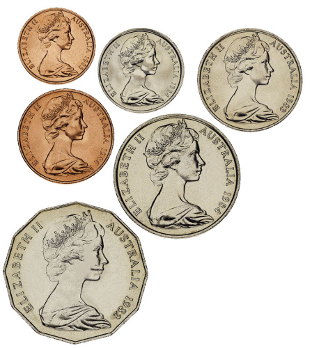 фото Австралия набор из 6 монет 1982-1984 AU-UNC 1, 2, 5, 10, 20, 50 центов