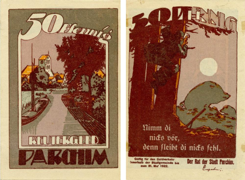фото Германия Нотгельд  50 пфеннигов 1922 F-VF Пархим