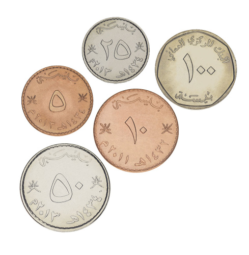 фото Оман набор из 5 монет 2010-2014 UNC 5, 10, 25, 50, 100 байза