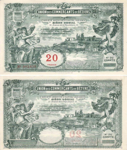 фото Франция 20 франков 1920-ые AU-UNC