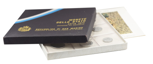 фото Сан-Марино набор из 8 монет 1974 UNC 1, 2, 5, 10, 20, 50, 100, 500 лир (серебро)