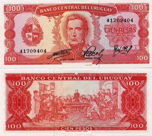 фото Уругвай 100 песо 1967 UNC (P47)