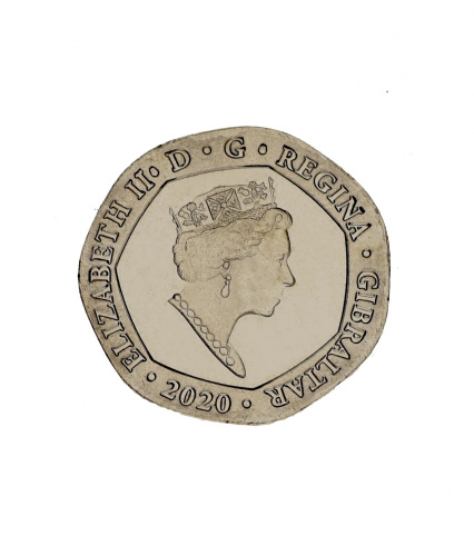 фото Гибралтар 20 пенсов 2020 UNC Дельфин