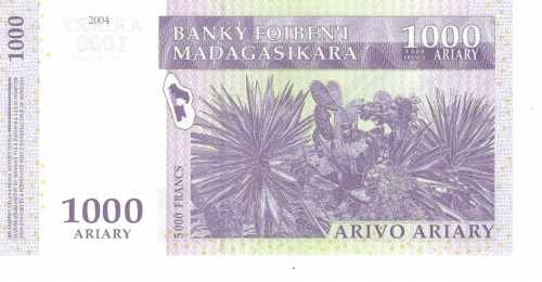 фото Мадагаскар 1000 ариари 2004 UNC Лемур Черепаха (P89)