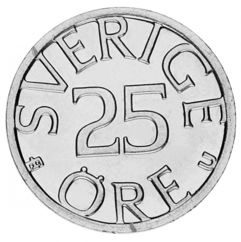 фото Швеция 25 эре 1977 AU-UNC