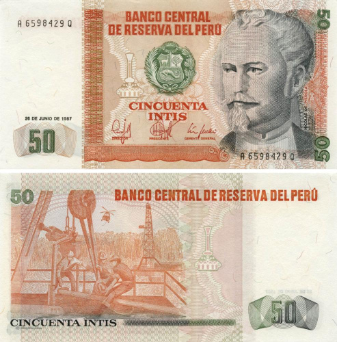 фото Перу 50 инти 1987 UNC (P131)